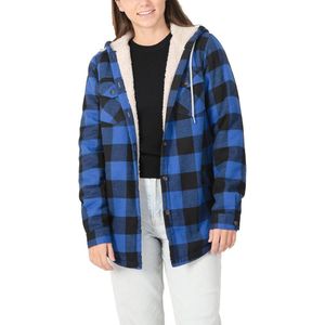 Dames Geruite Flanellen Jas met Capuchon en Steekzakken