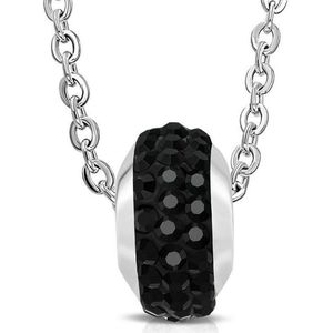 Montebello Ketting Maya Black - 316L Staal - Shamballa - 10x6mm - 45cm