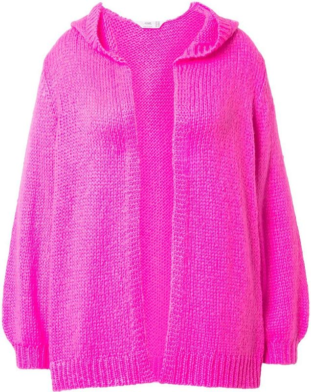 Angel of Style - Dames - Gebreid jasje met capuchon Straight Fit - Neon bes - Maat 42+