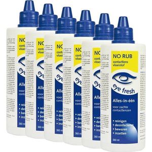 Eye Fresh No Rub 6 x 360 ml - Lenzenvloeistof voor zachte contactlenzen - Voordeelverpakking