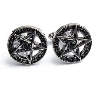 Manchetknopen - Pentagram met Zwarte Stenen