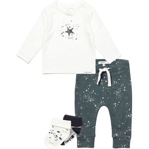 Noppies - Kledingset - Unisex - 4delig - Broek Jos Dark Slade - Shirt Lux Snow - 2paar sokjes Snow - Maat 68