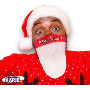 Verkleedkapje Mondkapje met baard én kerstmuts | Kerstkapje - Kerst mondkapjes |