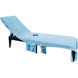 LINNICK Stoelhoes Microvezel 75x215cm - Sneldrogend Badlaken - Lichtgewicht Reishanddoek - Ligstoel Handdoek - Ligbed - Loungebed Handdoek - blue - Zonnebed - Strandligbed - 3 in 1 Strandhanddoek Stoelhoes Draagtas - Strandstoelhoes