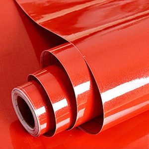 Zelfklevend papier voor meubels, glanzend glitter, 40 x 300 cm, zelfklevend behang, waterdichte vinylstickers voor meubels, keukenmuren, tafels, badkamers, kasten en aanrechtbladen - Rood