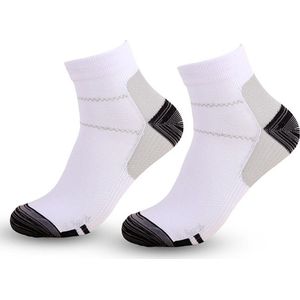 Inuk Compressie sok - Sportsok - echt warme voeten - Wit Grijs - Maat S/M 35-39 - blijft goed in de was - blijft strak