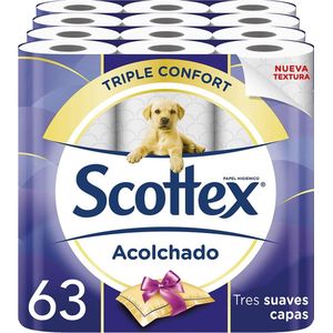 Scottex Bekleding hygiënepapier - 63 Toiletpapier rollen - wc papier - 3-laags