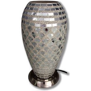 New Dutch - mozaïek glazen lamp - staand - 220 volt - zilver 27 cm