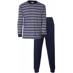 MEQ Heren Pyjama - Rondhals - Lange Mouw - Gestreept Blauw - Maat S
