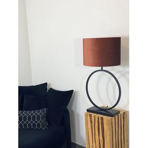 Lucy’s Living Luxe Velvet Lampenkap FLORENCE Cognac - ø 35 x H 25 cm - E27 fitting - lamponderdelen - verlichting – tafellamp - woonaccessoires - wonen