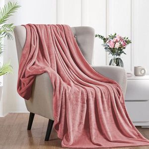 Knuffelige, donzige deken, 210 x 240 cm, XXL fleece bank- en bankdekens, superzacht, als banksprei, roze