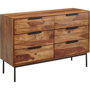 Ladekast - Metaal Industrieel Dressoir - Moderne Houten Ladekast - Woonkamer Dressoir - Massief Sheeshamhout - 117x80x42 cm