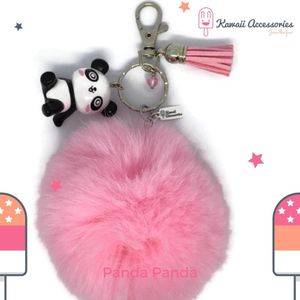 Kawaii Accessories by Kuroji - Panda Panda - Sleutelhanger Tashanger - Pompon - Swarovski elements - Kawaii style - handgemaakt