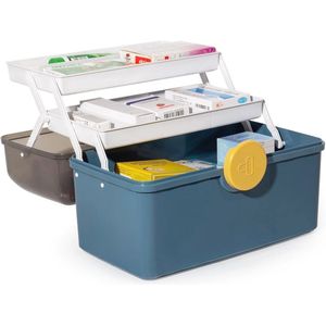 Medicijnenopslag en medicijnbox voor een georganiseerde huisapotheek - Groot, Donkerblauw