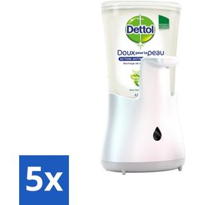 5 x Dettol - Automatische Zeepdispenser - No-Touch Zilver met Aloe Vera - 250 ml - Automatische Zeepdispenser - Contactloze Zeepdispenser - Hygiëne Handen Wassen - Antibacteriële Zeep - Zeep Met Aloë Vera