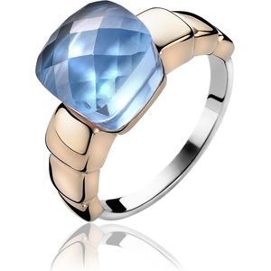 ZINZI zilveren ring rosé verguld blauw ZIR1111B