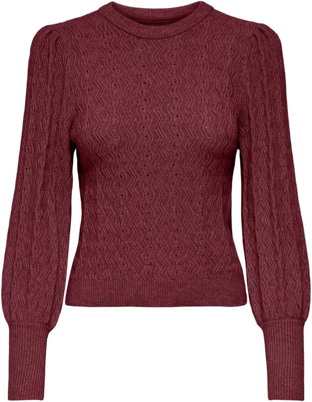 ONLY - ONLKATIA LS STRUC PUFF ONECK CC KNT - Dames - Trui - Rood