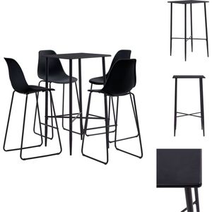 vidaXL Barset Salta - Bartafel en 4 Barstoelen - Zwart - MDF/PVC-coating/Staal - 60x60x111 cm - Kunststof zitting/Metaal - 48x57x112.5 cm - vidaXL - Set tafel en stoelen