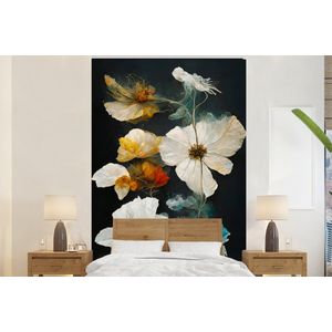 Bloemen - Planten - Zwart - Wit - Behangpapier