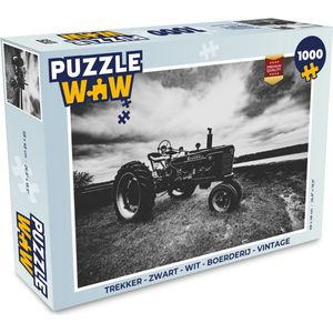 Puzzel Trekker - Zwart - Wit - Boerderij - Vintage - Legpuzzel - Puzzel 1000 stukjes volwassenen