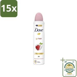 15 x Dove - Deodorant - Spray Go Fresh - Granaatappel - Fruitige geur - 250 ml - Grootverpakking - Dove Deodorant Spray - Anti-Transpirant Spray - Geurige Deodorant - Okselbescherming - Fruitige Geur