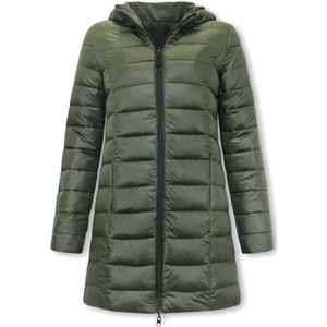 Lange Puffer Jas Dames Parka - Slim Fit - Groen