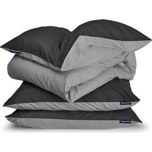 Soft Wonder Edition beddengoed 200x200 cm donkergrijs/lichtgrijs