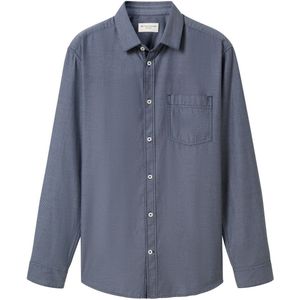 TOM TAILOR - 1043809 - Herenhemd - Marineblauw - Diagonale Structuur