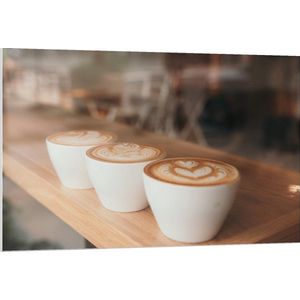 Forex - Kopjes Koffie met art - 120x80cm Foto op Forex