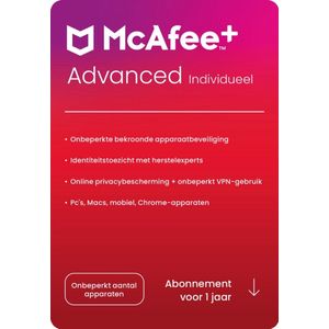 McAfee+ Advanced Individual - Onbeperkt Apparaten - 1 Jaar