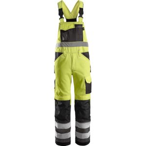 Snickers 0113 High Visibility Bib & Brace, Klasse 2 - Geel, High Visibility/Gemeleerd grijs - 154