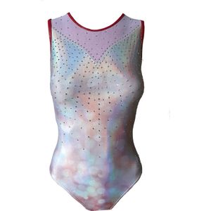 Fairysports Turnpakje Heartbeat maat 104-110 meisjes gympakje met zilveren steentjes