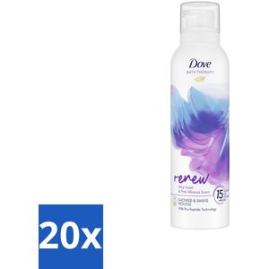 20 x Dove Douche- & Scheerschuim - Bath Therapy - Renew - Violet & Hibiscus - 200 ml - Douche En Scheerschuim - Huidverzorging - Huidversterking - Pro-peptide - Huidvernieuwende Schuim