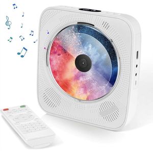 Stellar Cd speler - Desktop CD-speler met Bluetooth-zender - Draagbare cd-speler - Met luidsprekers en timer - Radio cd-speler - Met AUX/USB-poort - Stofkap - LCD-scherm - afstandsbediening - Cd speler draagbare- Wit