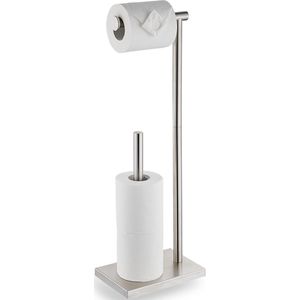 VDN Stainless wc rolhouder staand - Toiletrolhouder en reserverolhouder - RVS - Geschikt voor 3+1 WC papier rollen - 2 in 1