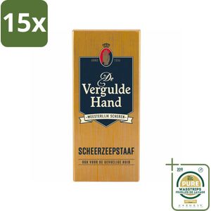 15 x Vergulde Hand Scheerzeepstaaf 75 gr - Grootverpakking - Scheerzeepstaaf - Vergulde Hand - Scheerbeleving - Baardharen - Huidstimulatie
