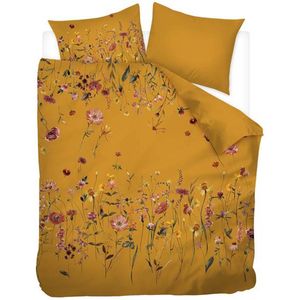 Snoozing Meadow Flowers - Flanel - Dekbedovertrek - Tweepersoons - 200x200/220 cm - Okergeel