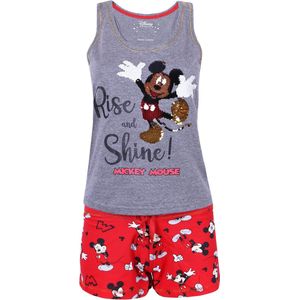 Rood-grijze pyjama, pailletten Mickey Mouse DISNEY