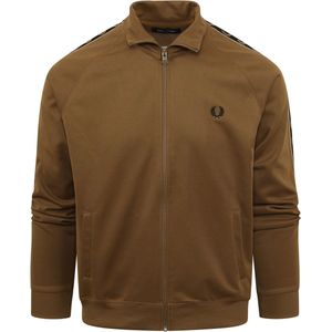 SINGLES DAY! Fred Perry - Taped Track Jacket Carbon Bruin - Heren - Maat M - Regular-fit