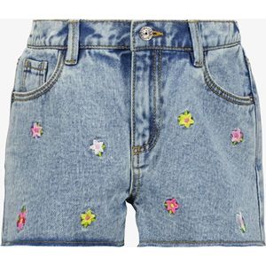 TwoDay meisjes denim short met geborduurde bloemen - Blauw - Maat 116
