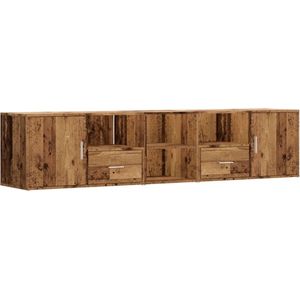 vidaXL - Hoekkast - 200x40x45 - cm - bewerkt - hout - oud - houtkleurig