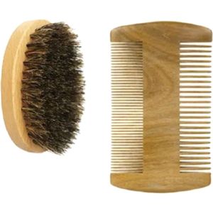 Frazimashop-Haarkam. varkenshaar bostel - Baardkam - Kammen en haarbostel- Zakkam sandel Hout - sandel dubbelzijdige kam- Antistatisch Sandelhout 2 stuks - haarbostel en baard kamvoor mannen