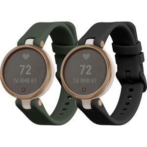 kwmobile 2x Horlogebandjes - Geschikt voor Garmin Lily Sport - Zwart/Donkergroen