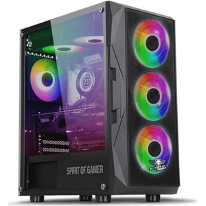 PC-behuizing voor gamers met RGB-verlichting en 6 ARGB-ventilatoren - Mid Tower met gehard glas