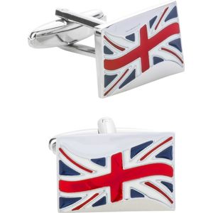 Manchetknopen zilver - Union Jack - Maat: One size