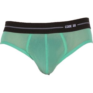 CODE 22 Sheer Mesh Brief Green - MAAT S - Erotisch Heren Ondergoed - Slip voor Man - Sexy mannen Slip