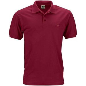 James and Nicholson Heren Werkkleding Polo Pocket Shirt (Rode Wijn)