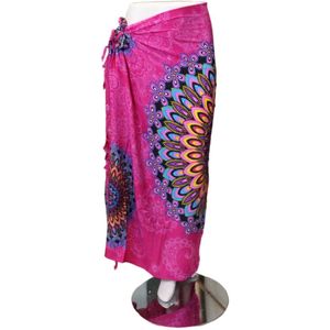 Om Namaste - Sarong - Batik - Bloemen - Roze - Rayon
