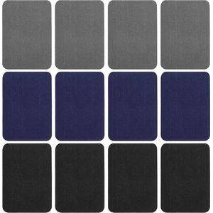 12 stuks patches om op te strijken voor kleding en accessoires - reparatie en decoratie (zwart blauw grijs)