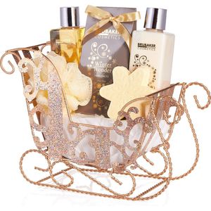 BRUBAKER Cosmetics 6 Stuks Verzorgingsset - Winter Wonder - Beauty Gift Set Vanille Scent - Cadeautip Vrouw - Cadeau Idee- met Glitter Sleigh Gold